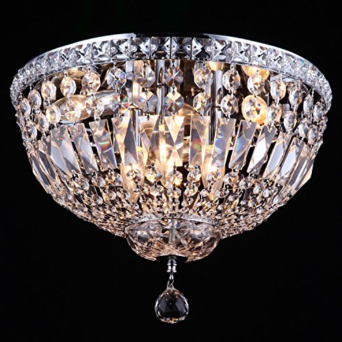 Up To 60% OFF 6 Light Round Crystal Flush Mount Light Fixture in Chrome Finish with Clear European Crystals 700095-001