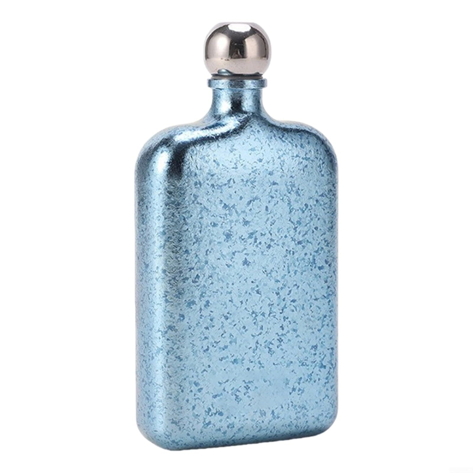 Bouteille portable en acier inoxydable bleu haut de gamme avec large goulot