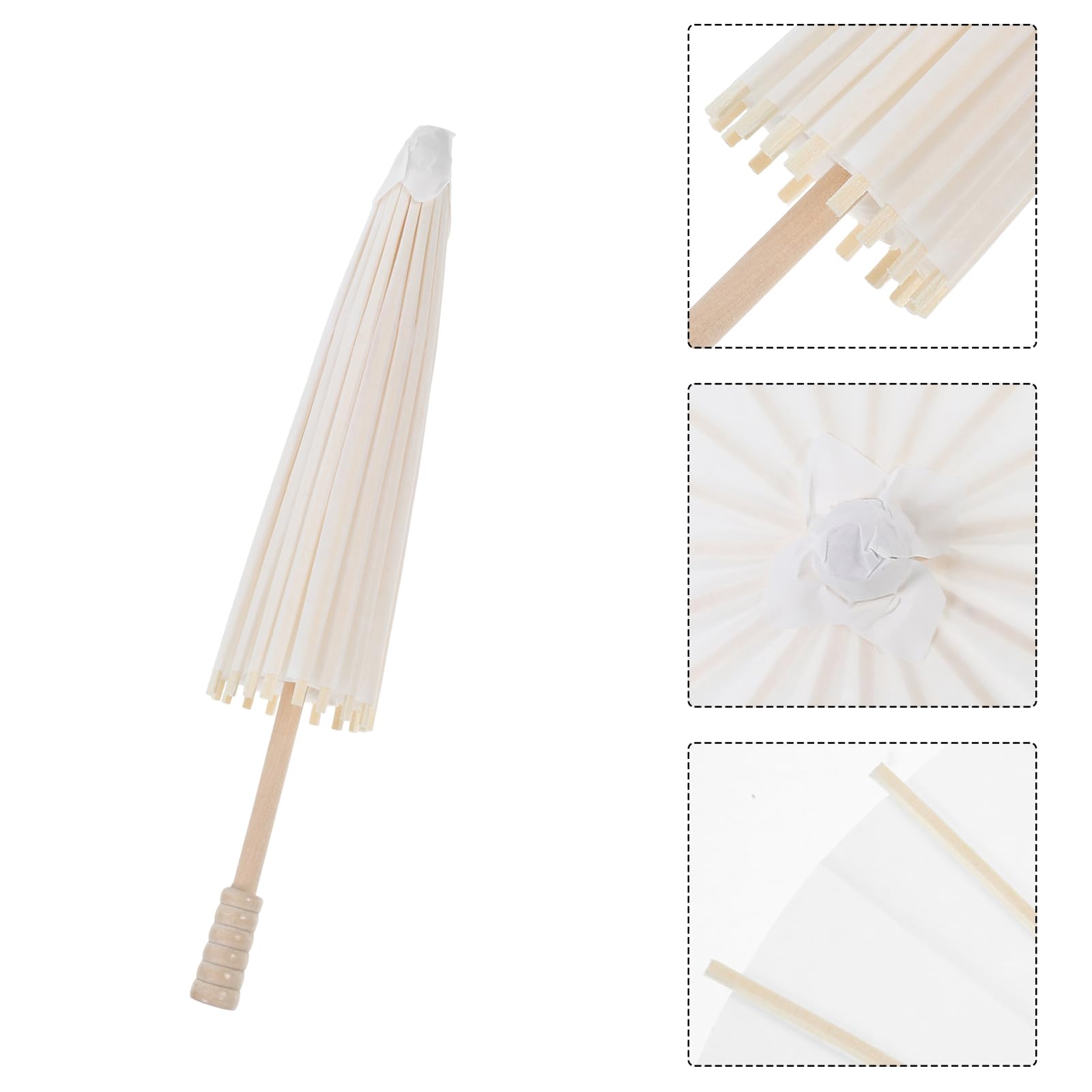 LUOZZY 3 Pcs White Diy Blank Oil Paper Umbrella with Solid Wood Frame for Painting Wedding Party Decorations Photography Props