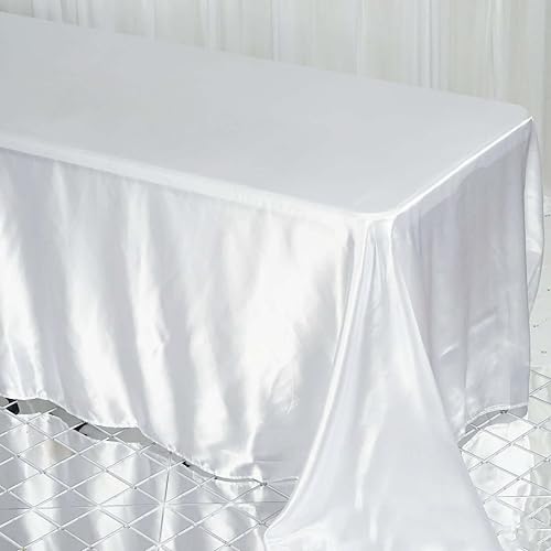 Efavormart - Mantel rectangular de satén blanco al por mayor de 90 x 132 pulgadas, para banquetes de lino, para bodas, fiestas, restaurantes
