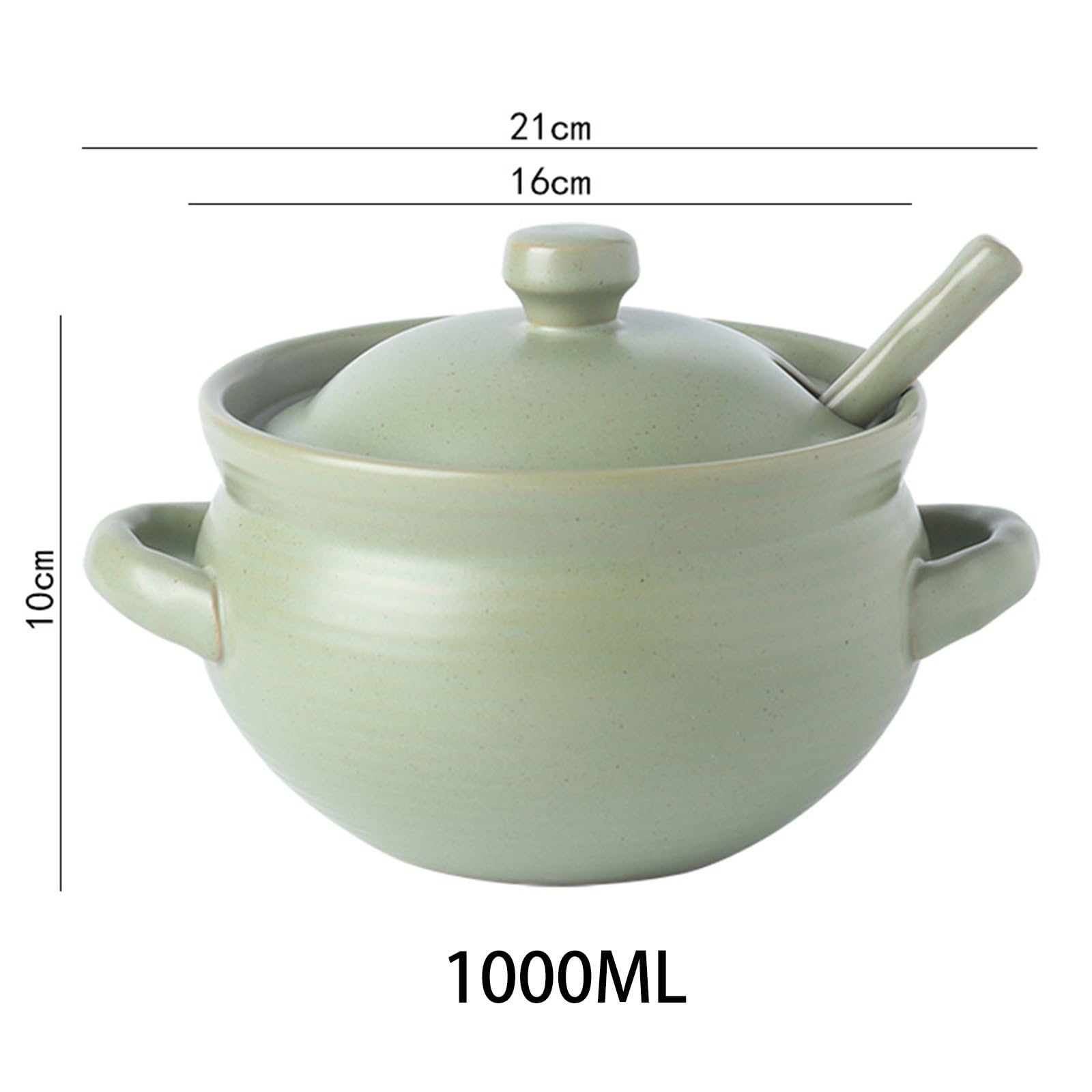 Barattolo con Coperchio, barattoli per spezie in Ceramica, Coperchio per condimenti in Porcellana, zuccheriera e Cucchiaio, per Cucina e casa (Bianco, 1000 ml)