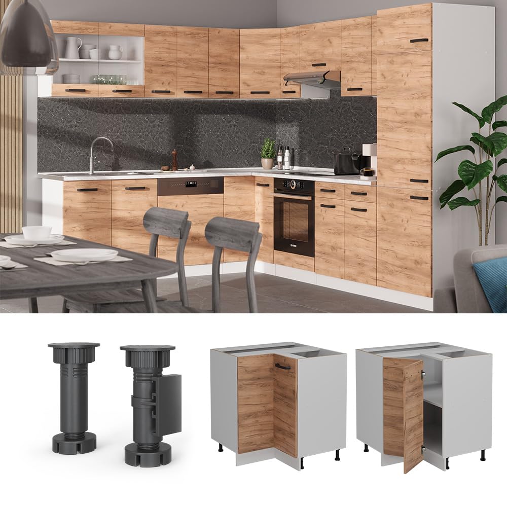 Vicco Mobile ad angolo cucina R-Line, Rovere dorato, 75.6 cm senza piano di lavoro, per la libera combinazione all'interno di sistemi cucina modulari