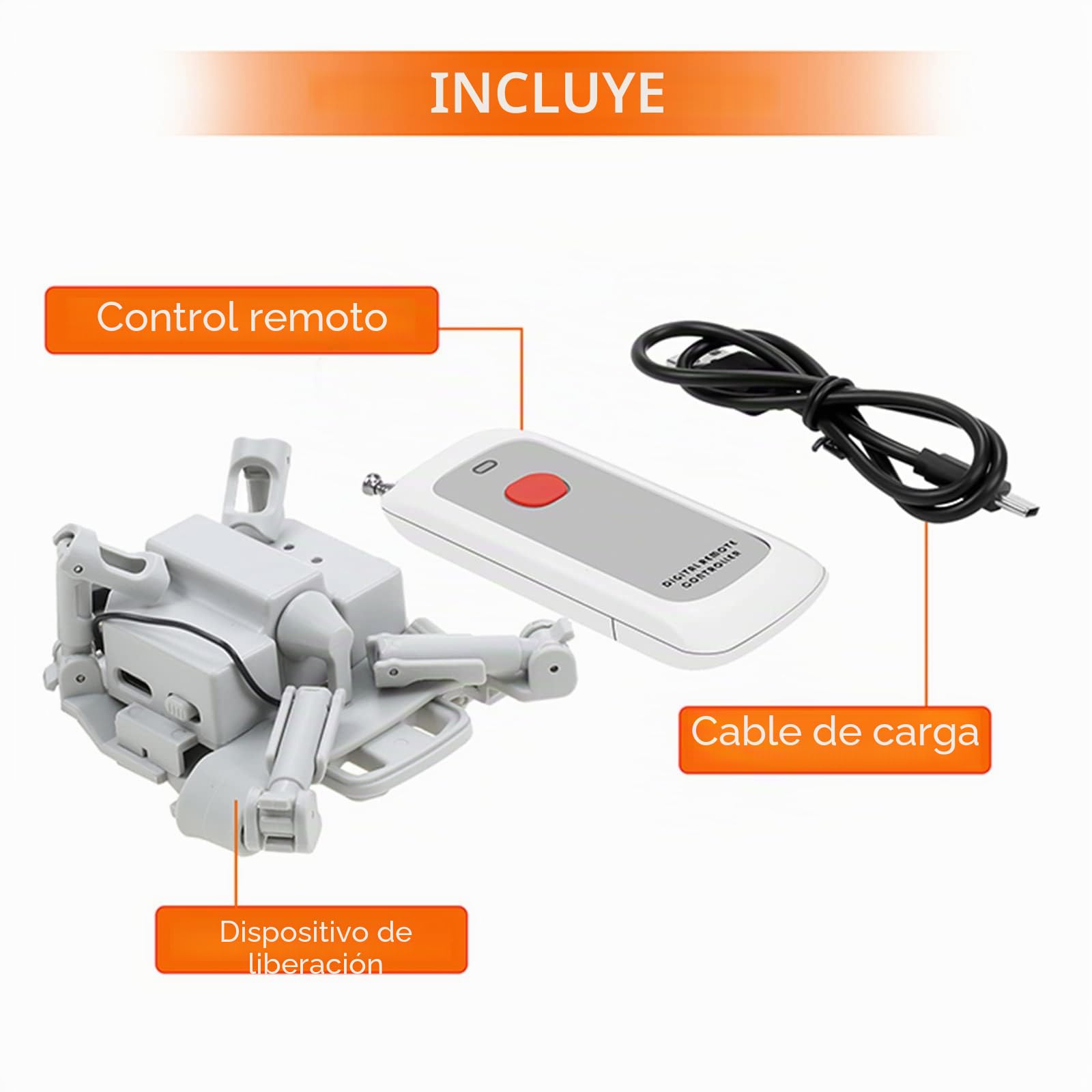 Sistema de Lanzamiento Aéreo para Drones Universal para DJI Mini 3 Pro/Mini 3 – Compatible, capacidad de carga 200 g, mando a distancia 1000 m, Gris Claro