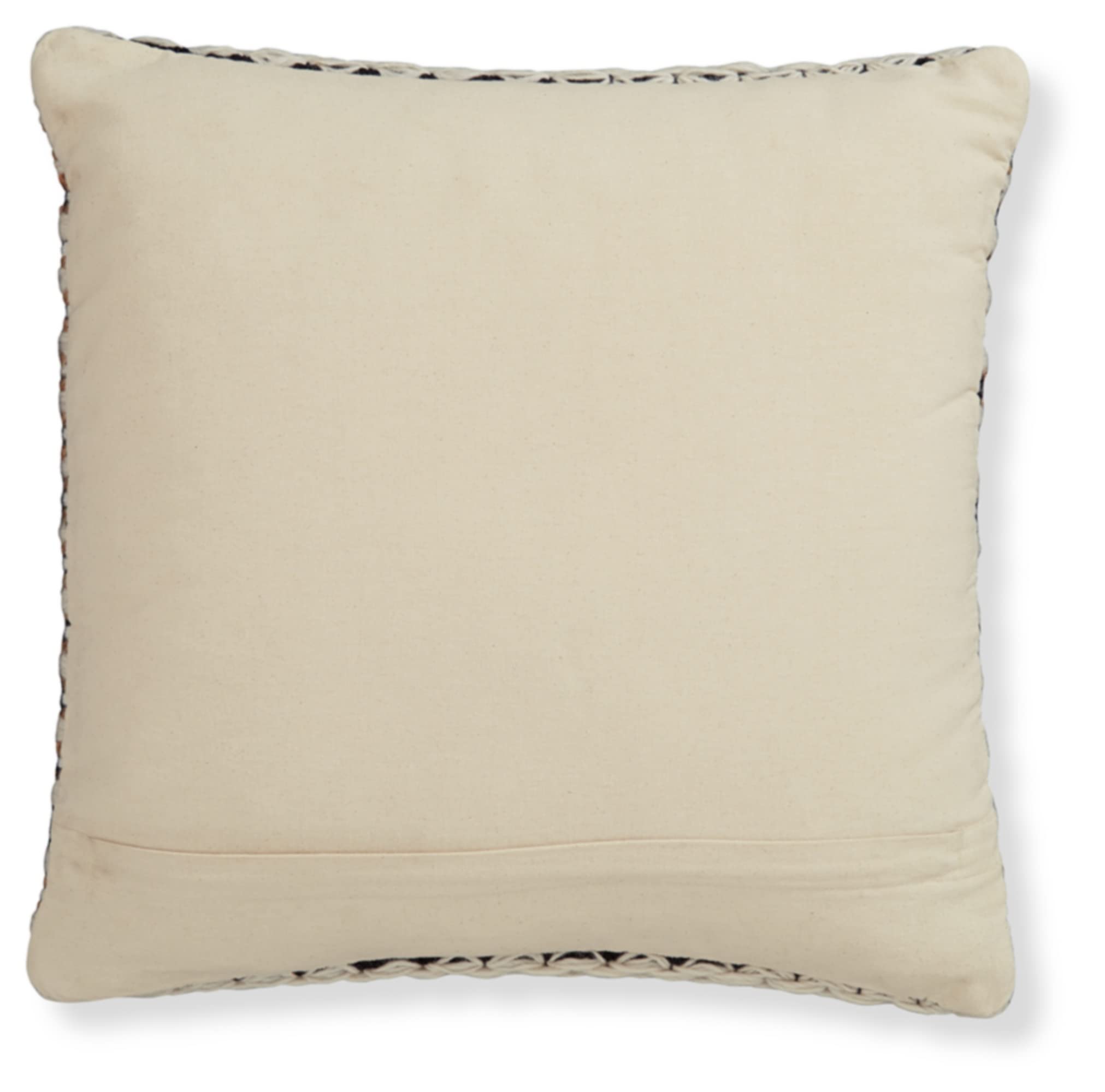 Signature Design by Ashley Nealington Casual Square Wool and Jute Pillow with Stripe Design, 20" x 20", Light Brown
