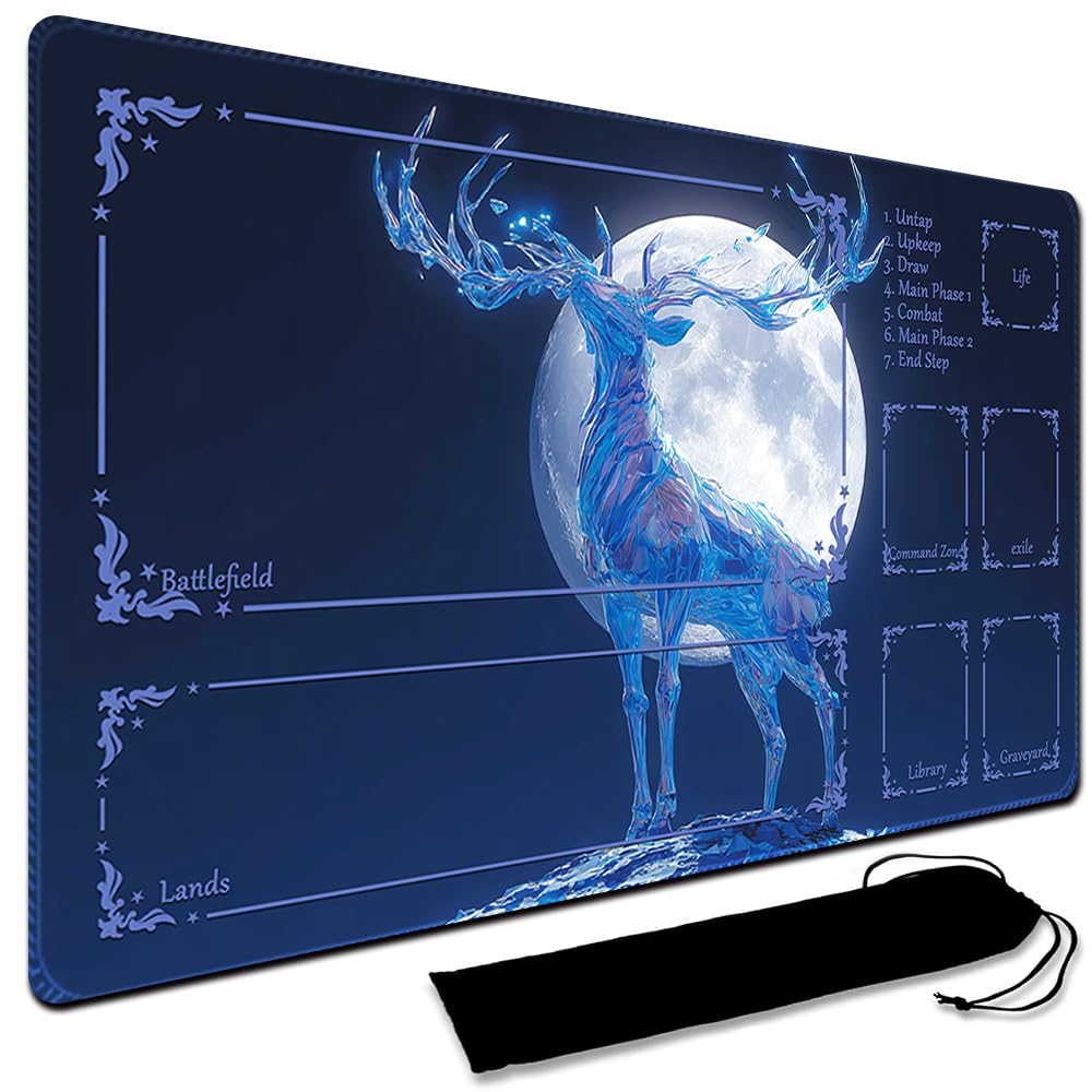 MTG Playmat,With Waterproof Storage black Bag Szie 60 x 35CM , With Zone MTG playmat Stitched Edges Game Play Mat Trading Card Game Playmats TCG Game Mat (With Zone,8)