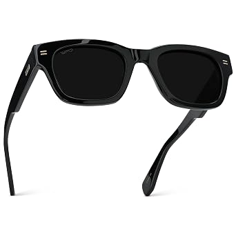 WMP Eyewear Mens Polarized Rectangular Sunglasses, Thick Acetate Frame, Modern Style