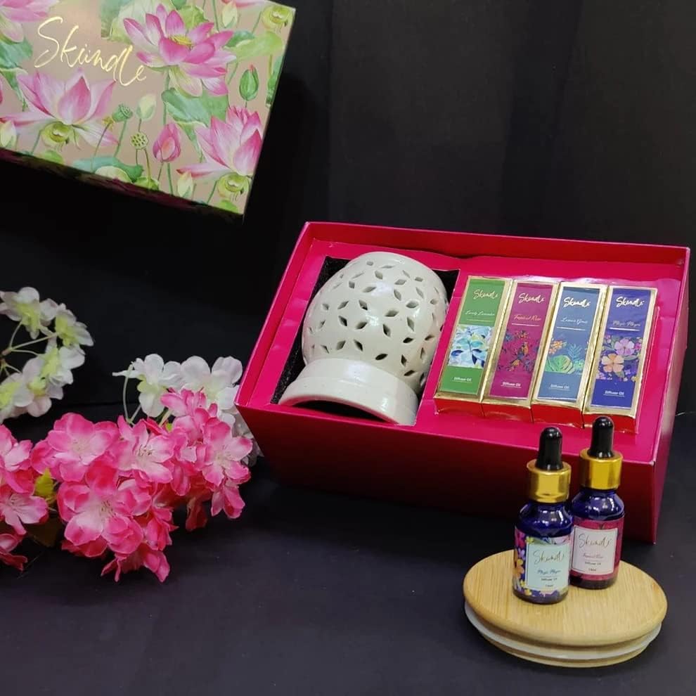 Image of Electric Diffuser with 4 Premium Aroma Fragrance Oils - Revitalize Your Space with Aromatherapy, Perfect for Home & Office - Relaxation, Meditation, Stress Relief, & Sleep - Essential Oil Gift Set