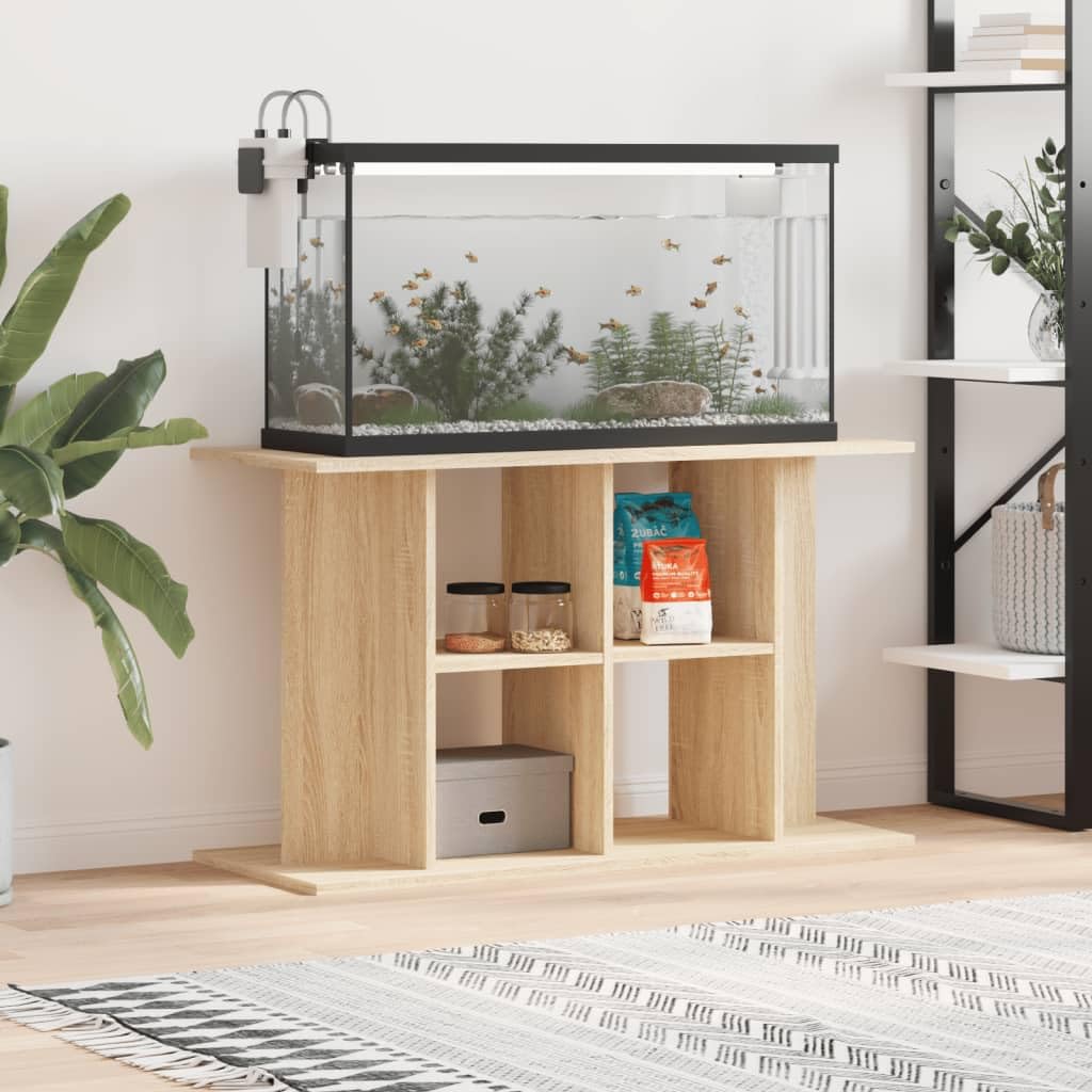 Gecheer Aquarium Stand Fish Tank Cabinet Side Cabinet with Display Shelves for Home Living Room Sonoma Oak 100x40x60 cm Engineered Wood