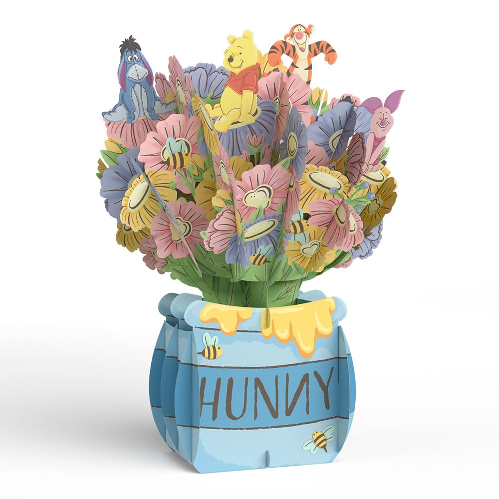 Lovepop Disney's Winnie the Pooh Pop-Up Paper Flower Bouquet for Her and Him - 3D Love Greeting Cards for Boys, Girls, Men, Women - Hunny Jar - 10.25