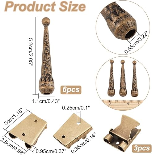 Miniatura 2 de NBEADS Kit de 3 juegos de accesorios de corbata Bolo, tapas de repuesto para corbatas, accesorios de hebilla con 6 extremos de cable de aleación y 3