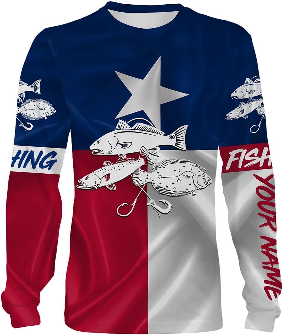 Custom Fishing Shirts for Men Long Sleeve, Fishing Shirts for Men, Us Fishing Fish Hook American Flag UV