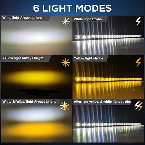 Vista 11 de DVISUV - Barra de luz LED delgada de 50 pulgadas, luz estroboscópica de doble color, barra de luz de una sola fila, reflectores 6D, luz antiniebla