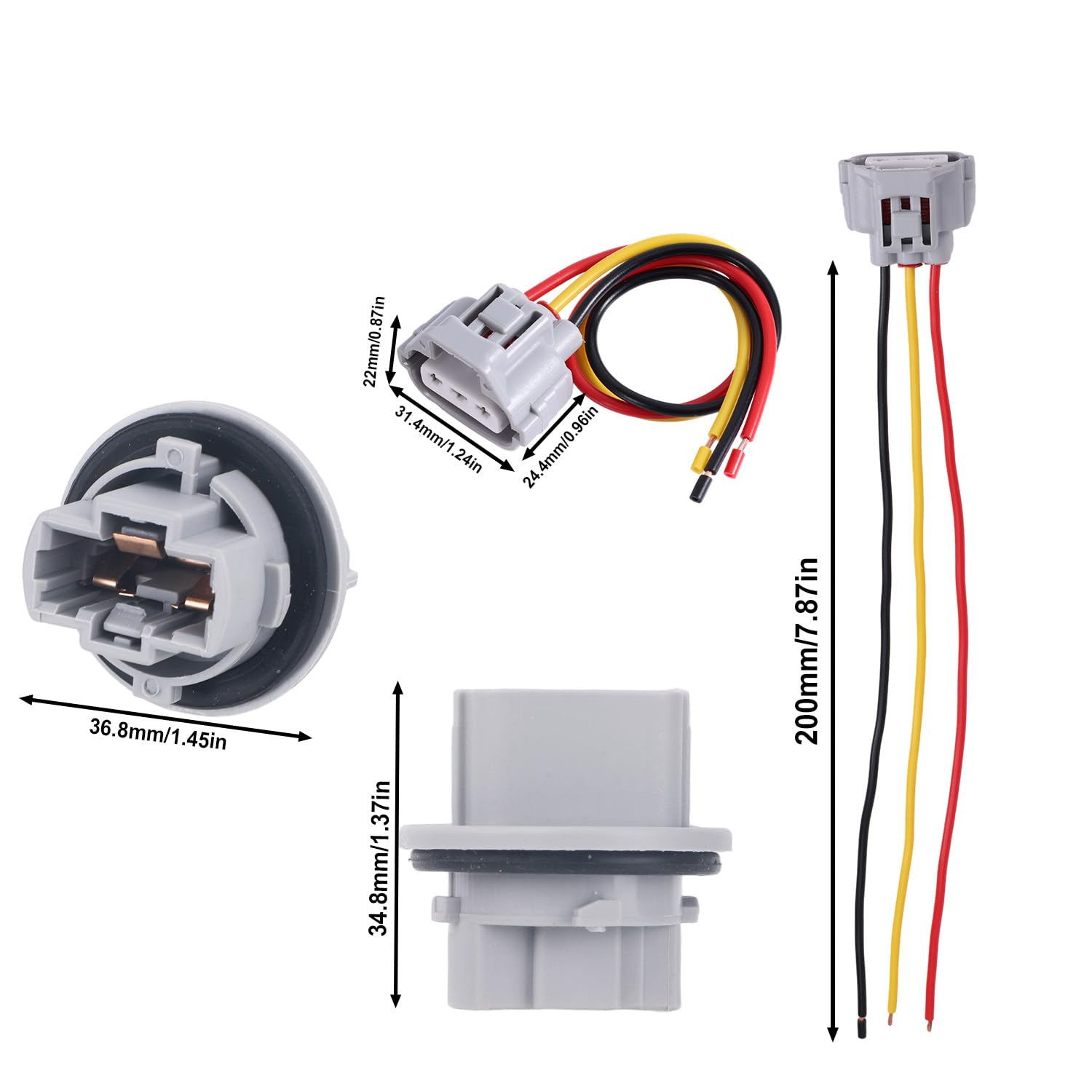 2szt Przednia Oprawka Kierunkowskazu z 2szt Złączem 3-Pin Wiązką, Zamiennik OEM Czystej Miedzi 90075-60060 i 90980-11020 Kompatybilny z Toyota Różnymi Modelami Pojazdów (Szary)