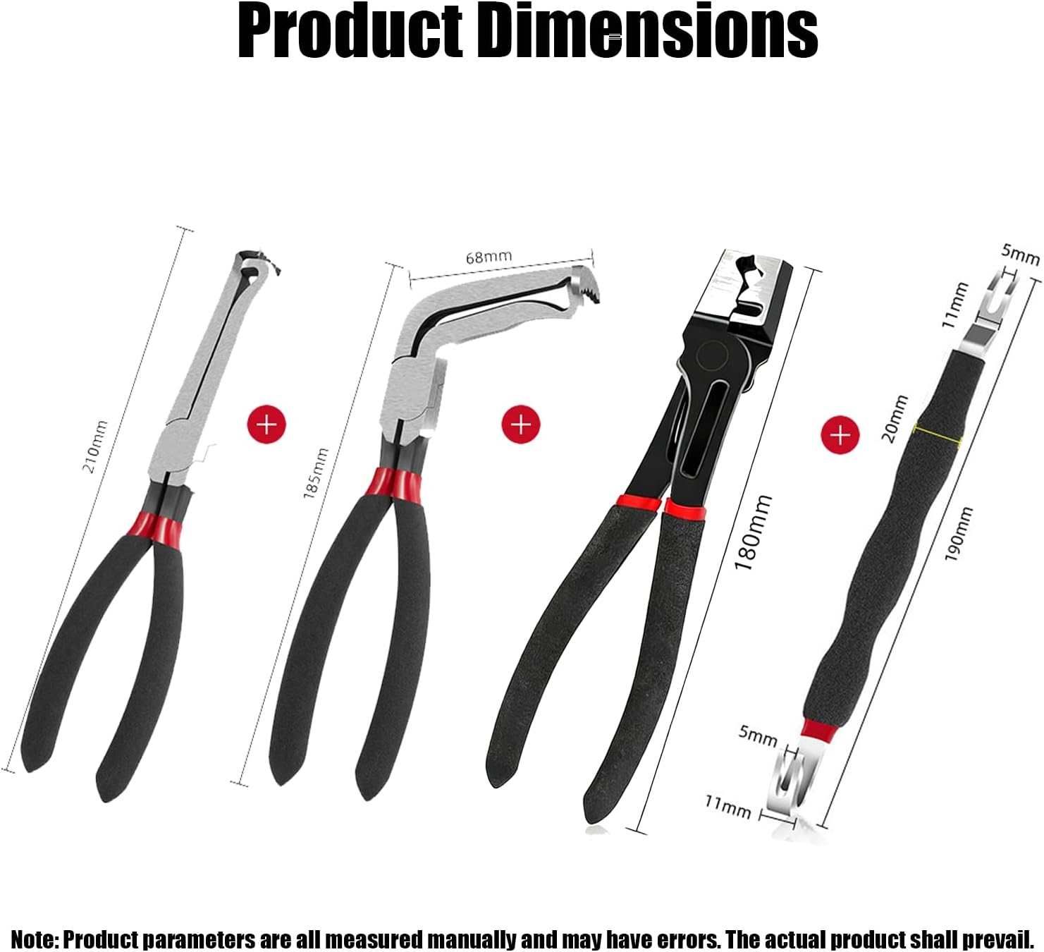 5 Pieces Electrical Connecto Pliers for Cars, Universal Wire Terminal Removal Tool Set with Storage Box, for Fuel Line Clip, Sensor, Ignition Coil & Fuel Injector (Black)