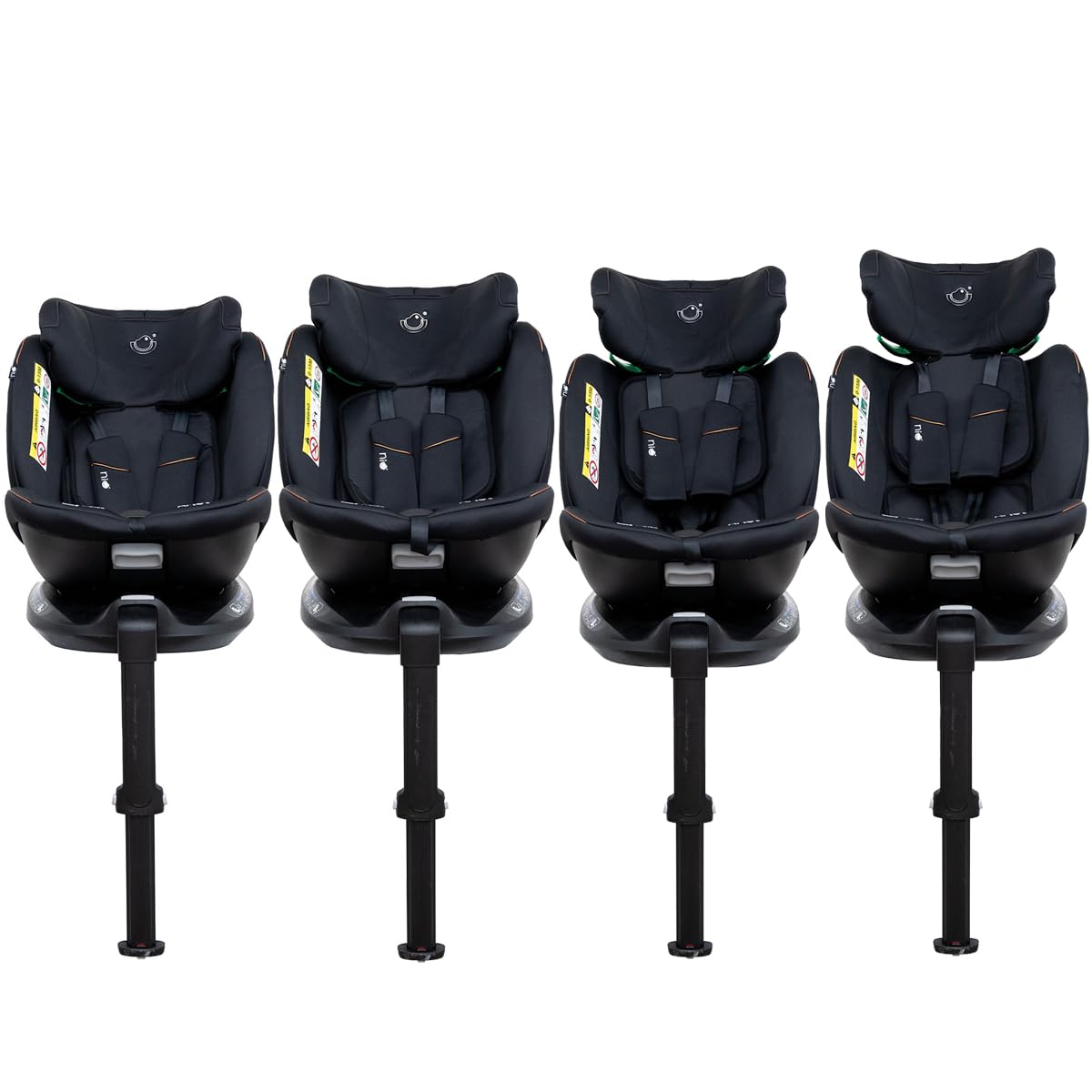 Olmitos – Silla Auto ARLET i-Size, Silla Coche 360 evolutiva de 40-150cm, Silla con ISOFIX, Ajustable y reclinable protección lateral – reductor recién nacido y arnes seguridad (Negro)