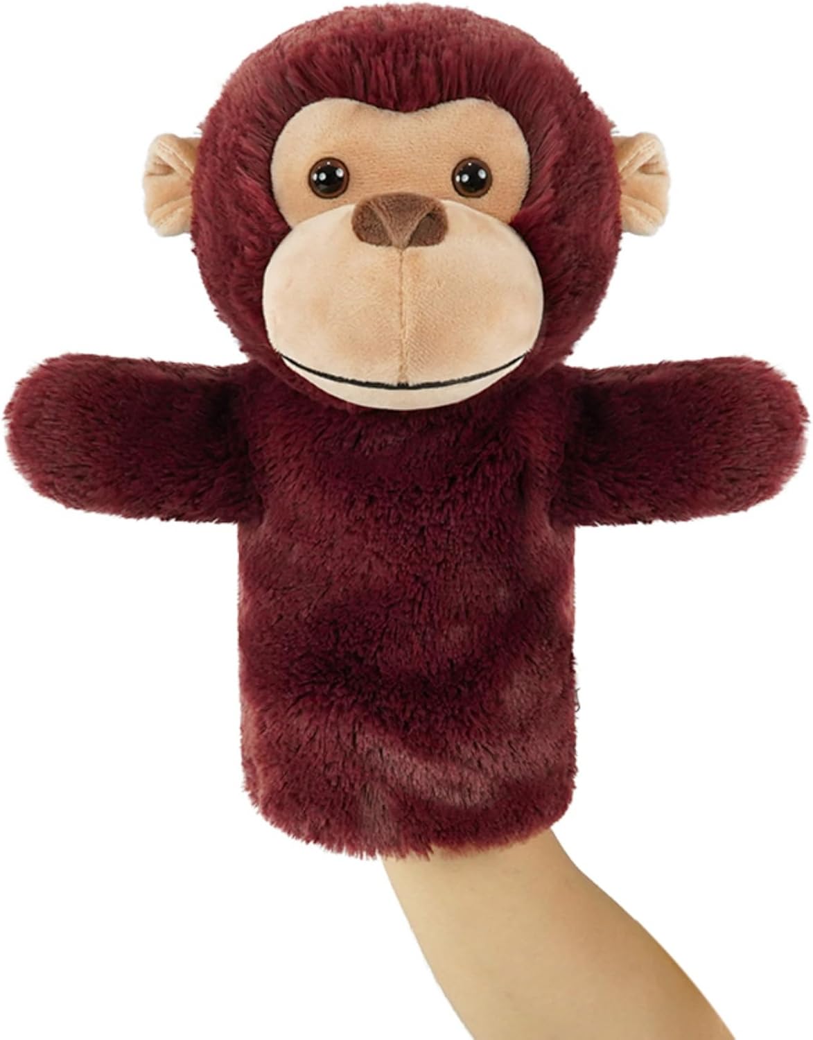 Monkey Plush Puppet for Kids Plush Animal Stuffed Toy Soft Adult Size Hand Puppet Jungle Forest Friends Interactive Role Play Family Fun Gift Birthday Party Favor