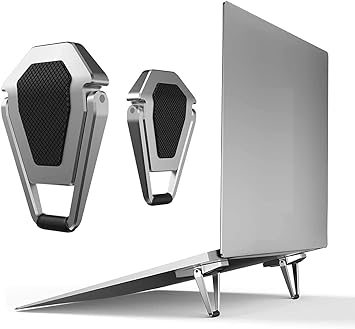 HUMBLE Mini Portable Laptop Stand,Invisible Computer Stand |Ergonomic Foldable Aluminum Anti-Slip Portable Tabletop Laptop/Keyboard Riser Holder Compatible with All Laptop/Keyboard (2Pcs)-Random Color - image, photos