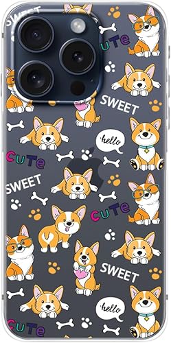 Miniatura 4 de Blingy's Funda para iPhone 15 Pro Max, lindo estilo perro Corgi divertido patrón de carlino divertido diseño de animales de dibujos animados