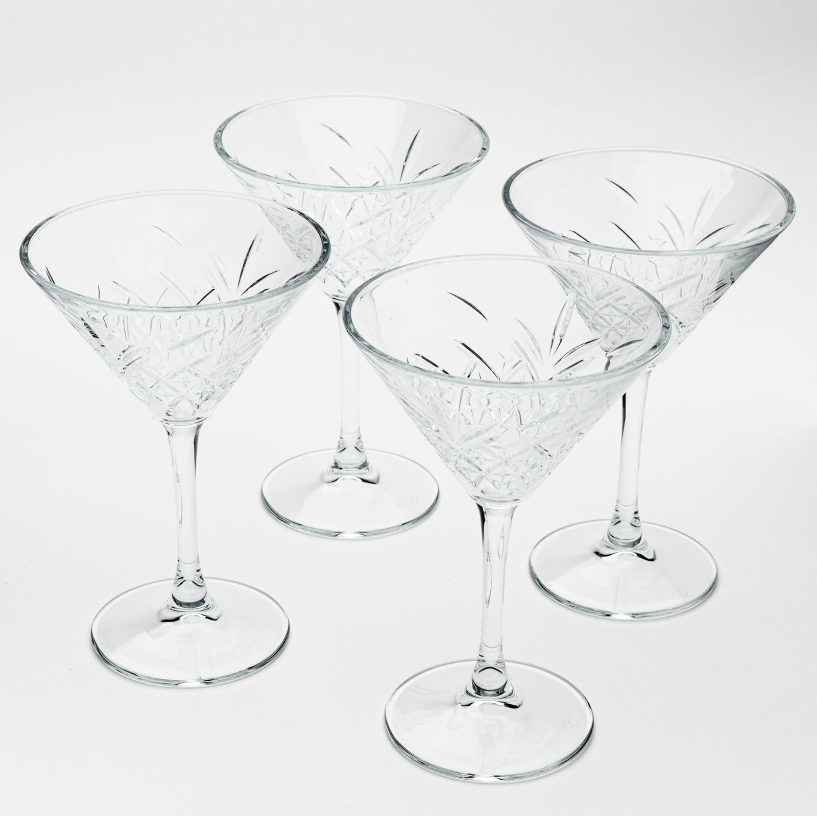 Set di 4 Bicchieri da Martini Vintage (230 ml/7,7 once). Bicchieri Cocktail, Bicchieri da Martini per Espresso, Bicchieri da Margarita, Bicchieri da Champagne con Stelo Lungo