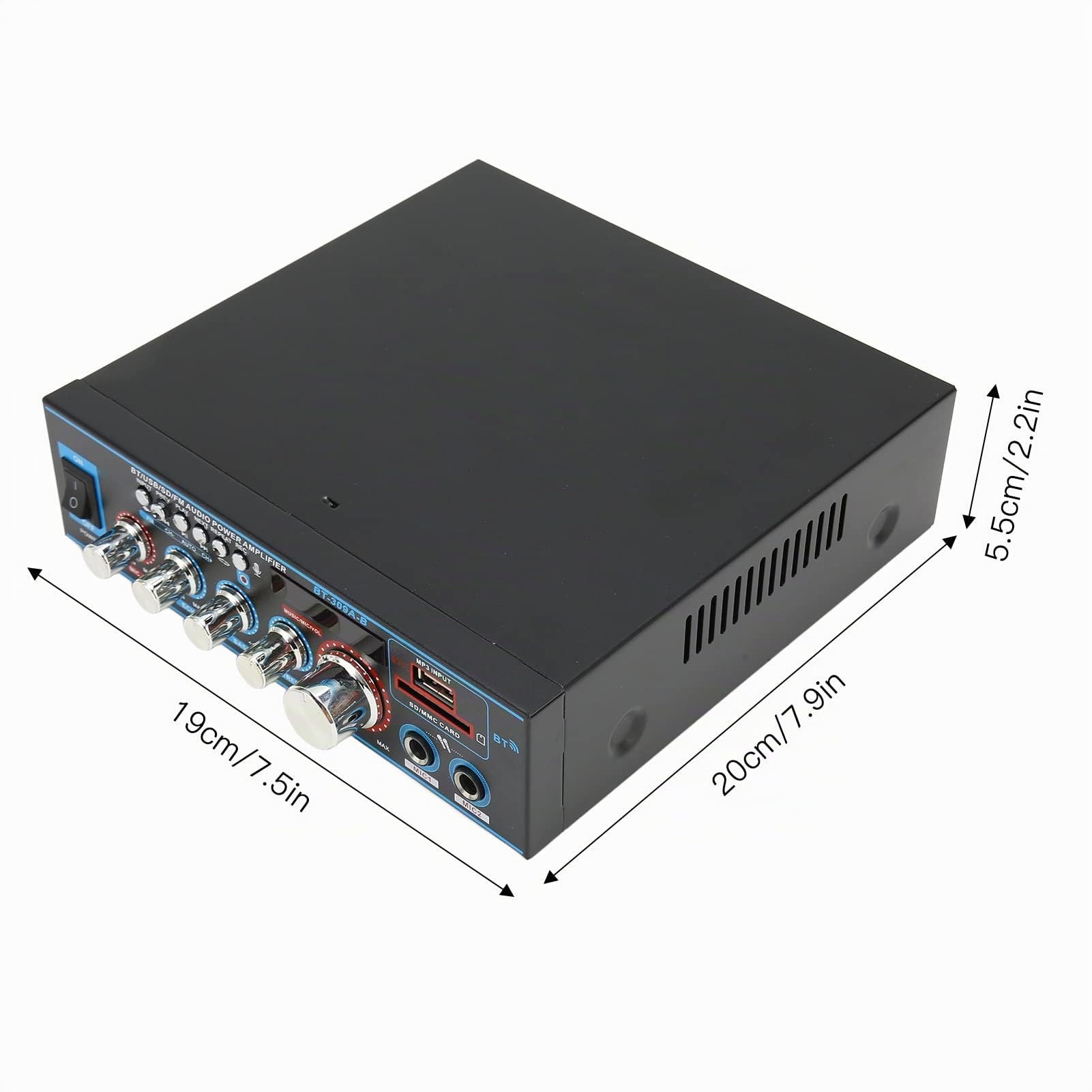BT-309A Amplificateur de Puissance Domestique, 400W X 2 Mini Amplificateur Audio Bluetooth 2 Canaux Récepteur Stéréo Numérique pour Haut-Parleurs Home Cinéma