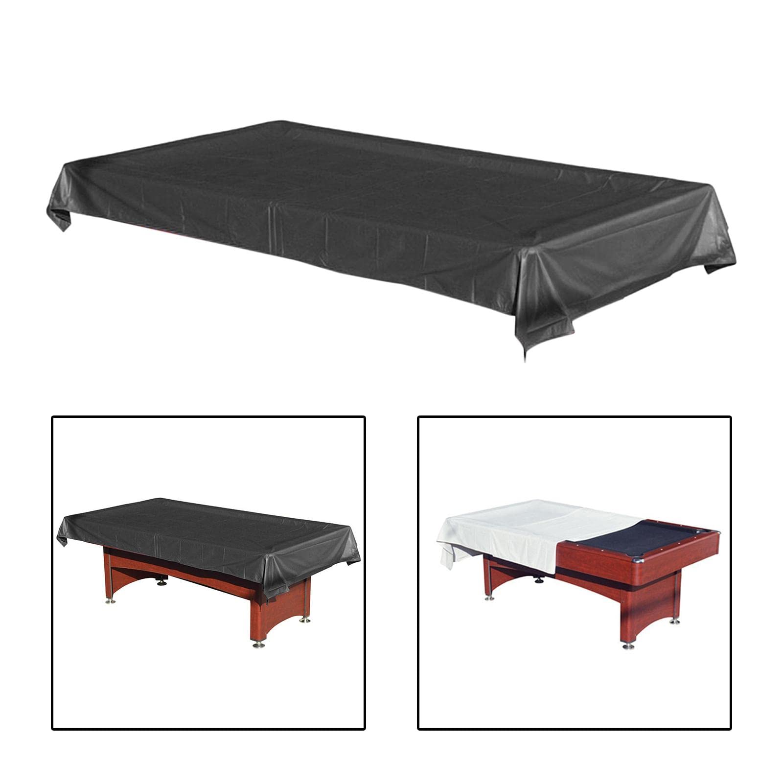 Billardtisch Abdeckung, Pool Snooker Billardtisch Abdeckung, Staubdicht, Strapazierfähig, Wasserabweisend, 2,4 M Tischdecke, Tischschutz für Stuhl Set, Schwarz