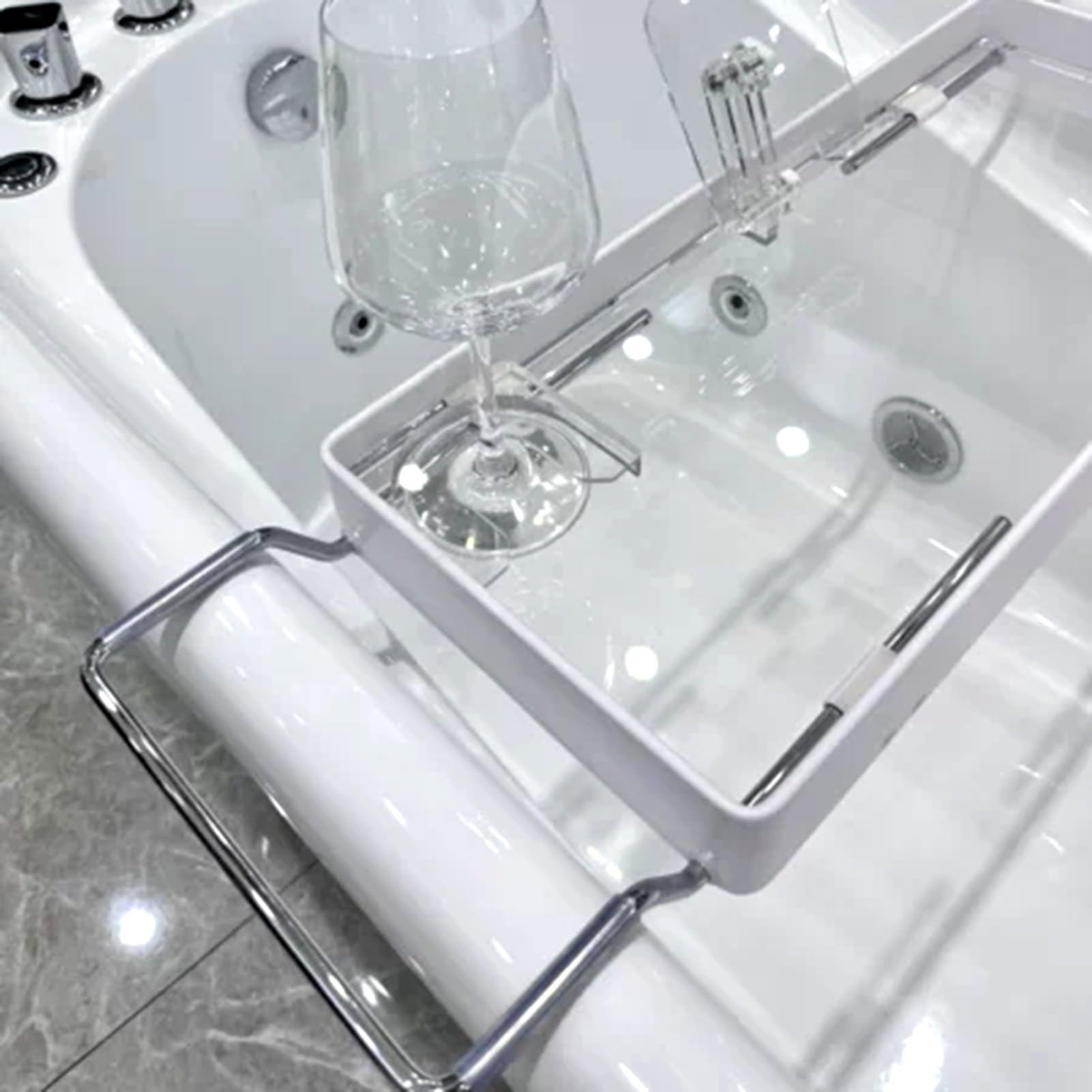 Bandejas para bañera, bandejas de acrílico para bañera, Organizador de bañera con Lados expandibles de 76 a 92 cm, Apto para la mayoría de bañeras, Accesorios de Almacenamiento para baño a p
