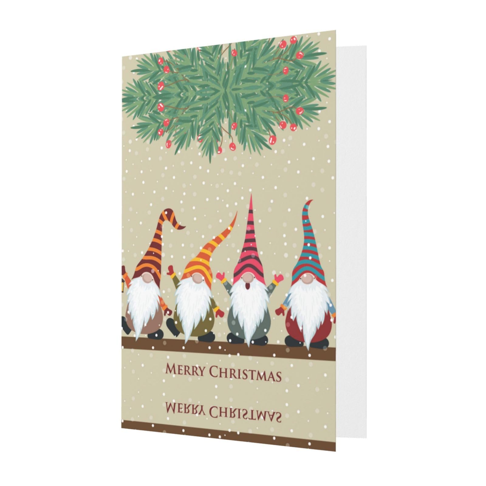 Weihnachtsgrußkarten Mit Wichteln – 24 Stück, 4 Designs, 14x10,8 Cm, Mit Umschlägen, Innen Blanko