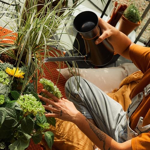 Image of Fiskars Indoor Watering Can,Long Reach Spout for Precision Hydration on House Plants,Flowers&Garden,Anti-Drip Nozzle with Translucent Volume Markings,Ergonomic Recycled Plastic Body,40 oz,(Pack of 4)