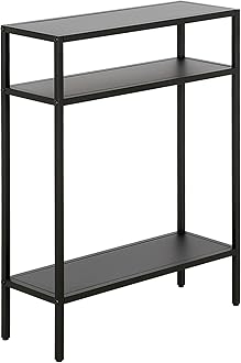 Henn&Hart 22" Wide Rectangular Console Table with Metal Shelves in Blackened Bronze, Entryway Table, Accent Table for Living Room, Hallway