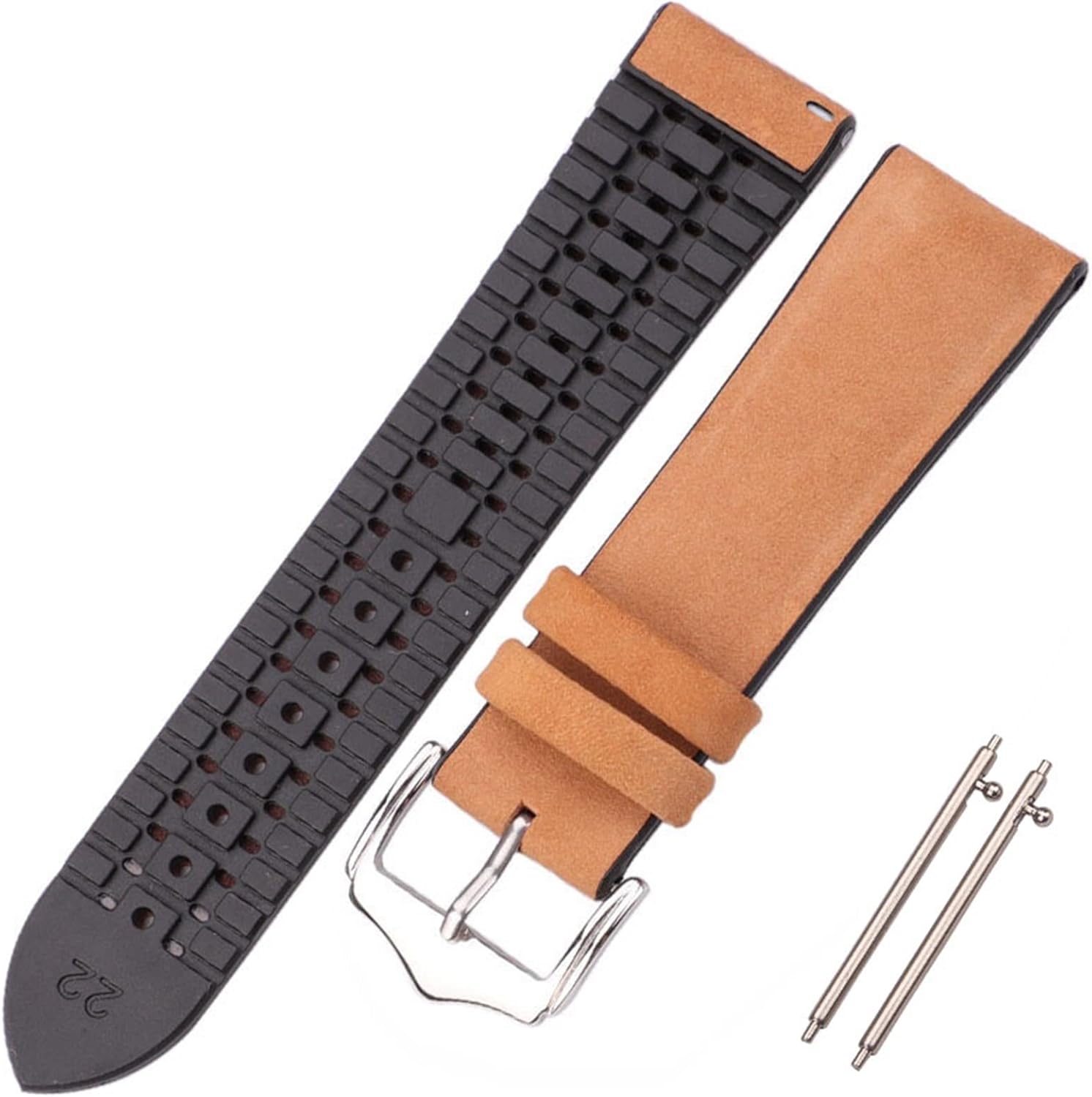 YYJzsw Cowhide And Silicone Watch Strap Bracelet 18 20 22mm Men Women Waterproof Breathable Watchbands Watches Clock Accessories