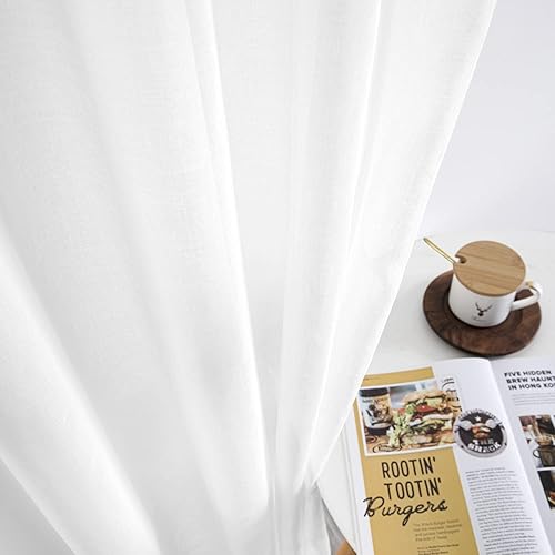 Miniatura 4 de XTMYI 2 paneles de cortinas cortas, 48 pulgadas de largo, con bolsillo para barra, cortinas pequeñas transparentes para cocina, baño, dormitorio,