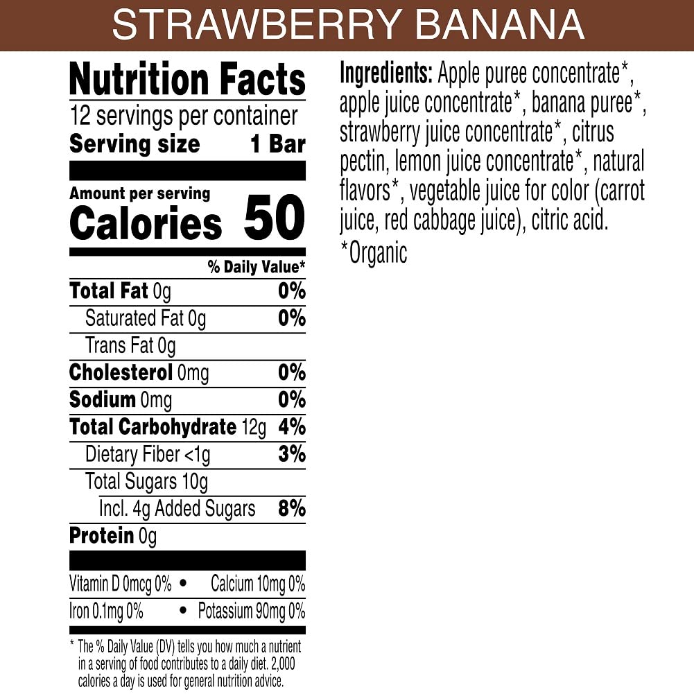 Pure Organic Layered Fruit Bars, Strawberry Banana, Gluten Free, Vegan Fruit Snacks (2 Boxes, 24 Bars) (Pack of 2)