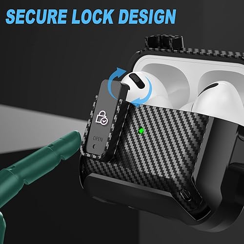 Miniatura 2 de Funda para Airpods Pro 2 con kit de limpieza, carcasa resistente militar para Air Pod Pro 2 para hombres con llavero a prueba de golpes para AirPod