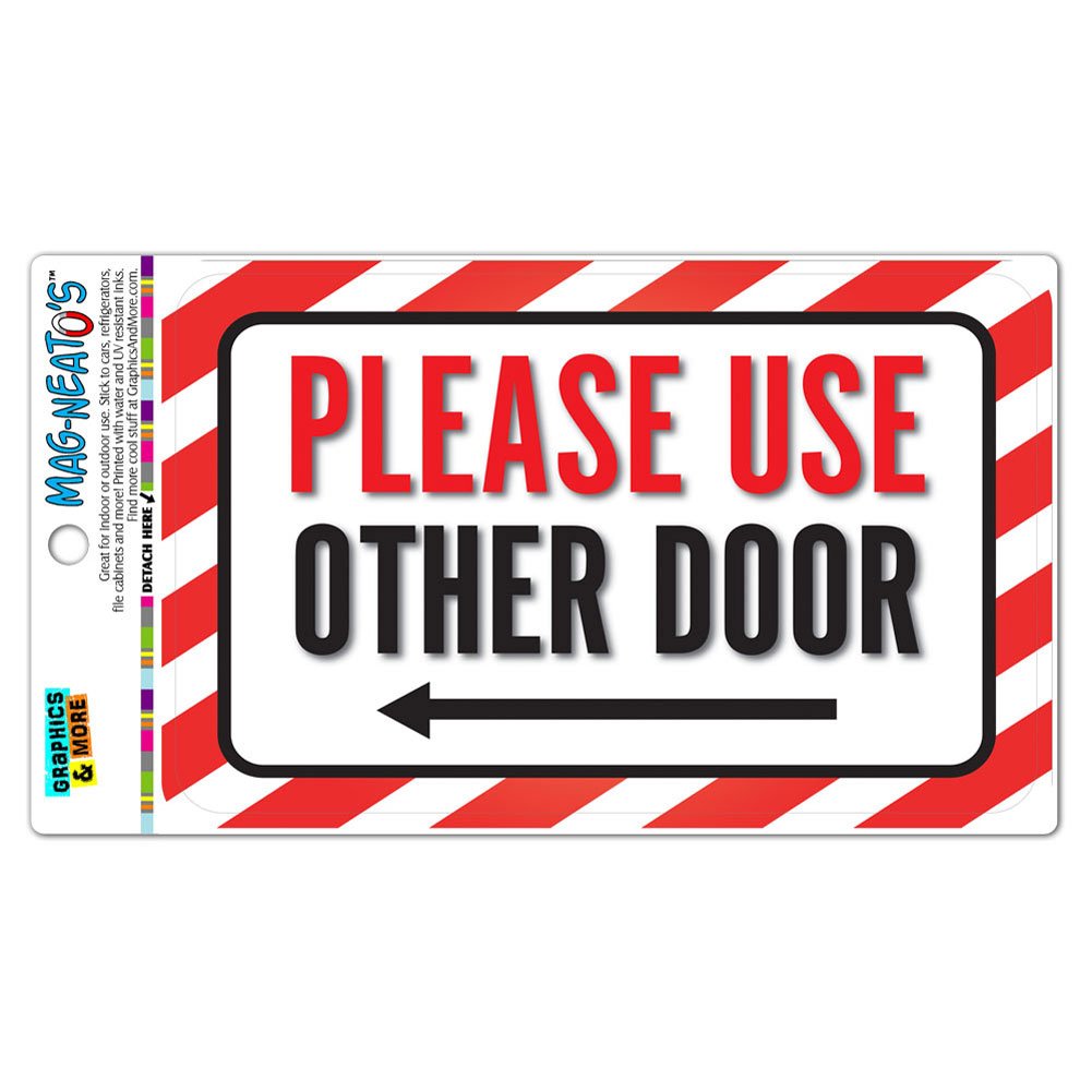 Please Use Other Door Left Arrow Vinyl Magnet Sign