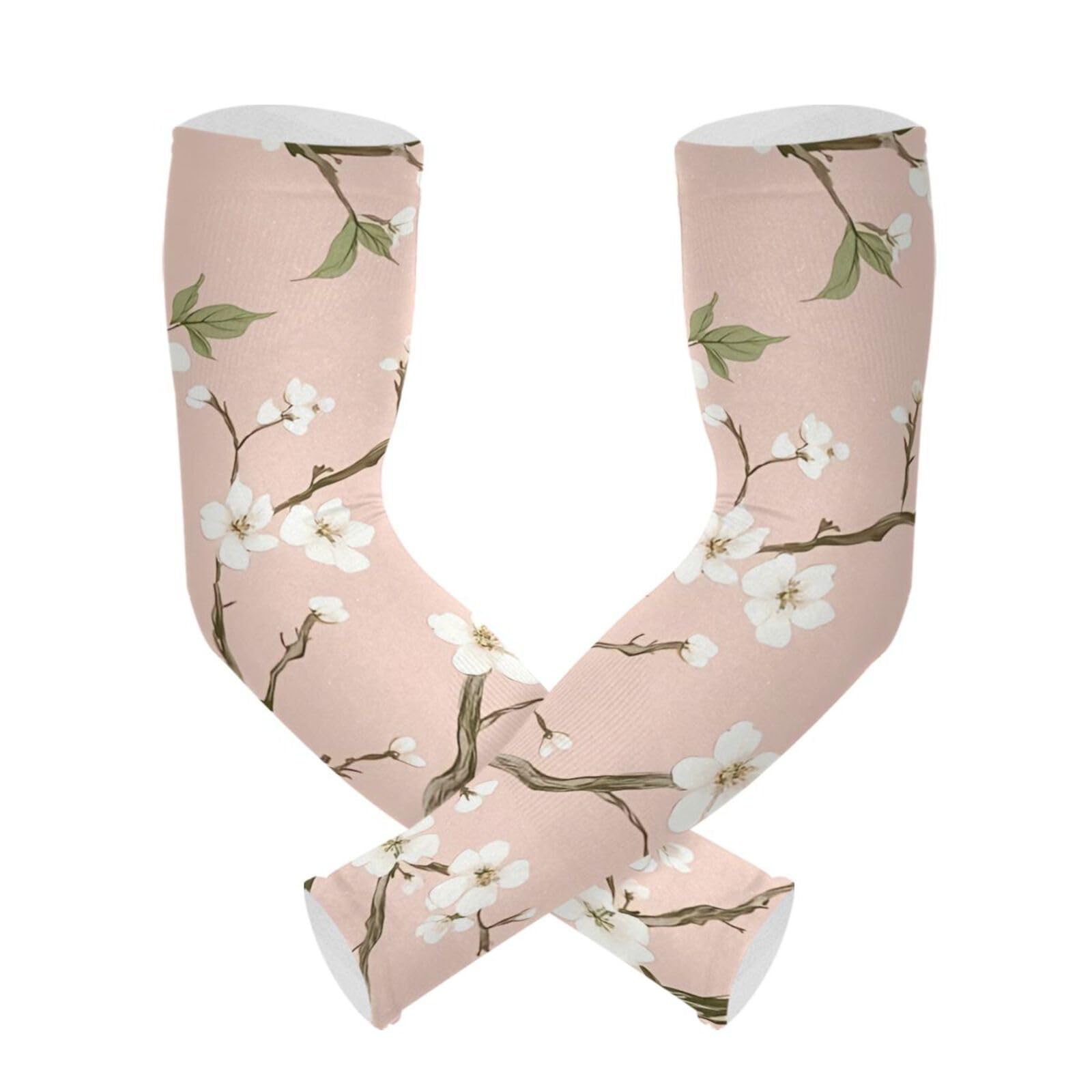 PaChyLuu Small Flowers UV Sun Protection Arm Sleeves Cooling Compression Arm Sleeves with Thumb Hole for Men Women Golf Volleyball