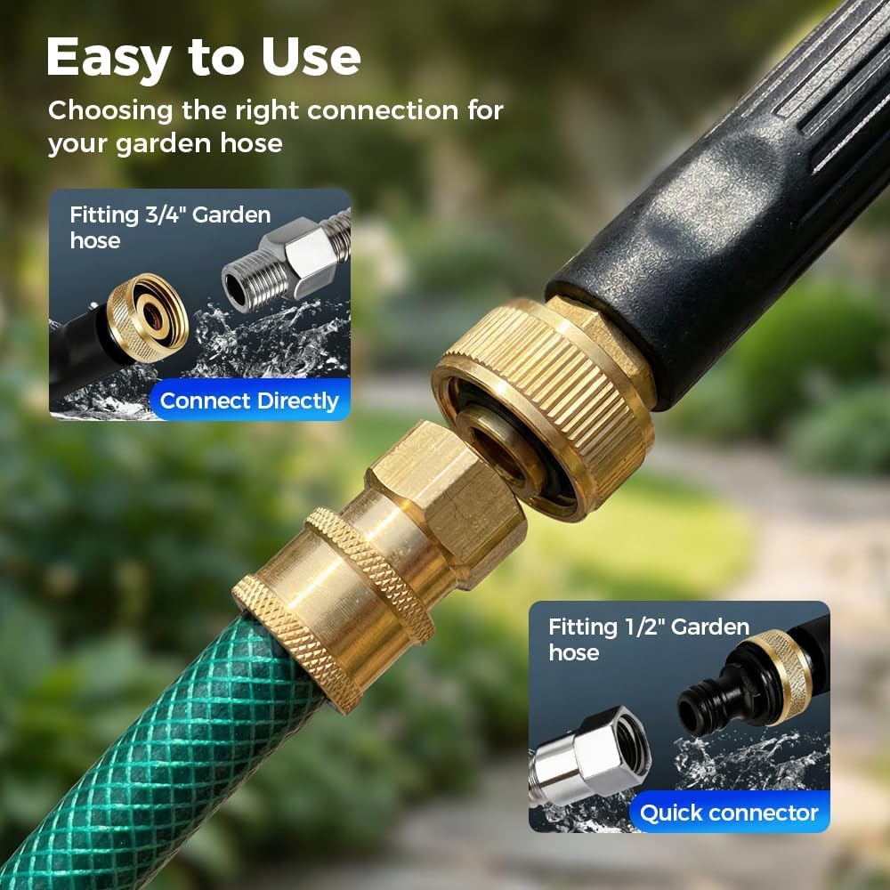 Jet Nozzle Power Washer for Garden Hose, 2026 Pressure Washer Wand with 3 Interchangeable Nozzles, Pressure Washer Nozzle with Adjustable Spray Patterns for Patio Garden Outdoor Cleaning (black,1pcs) - 5
