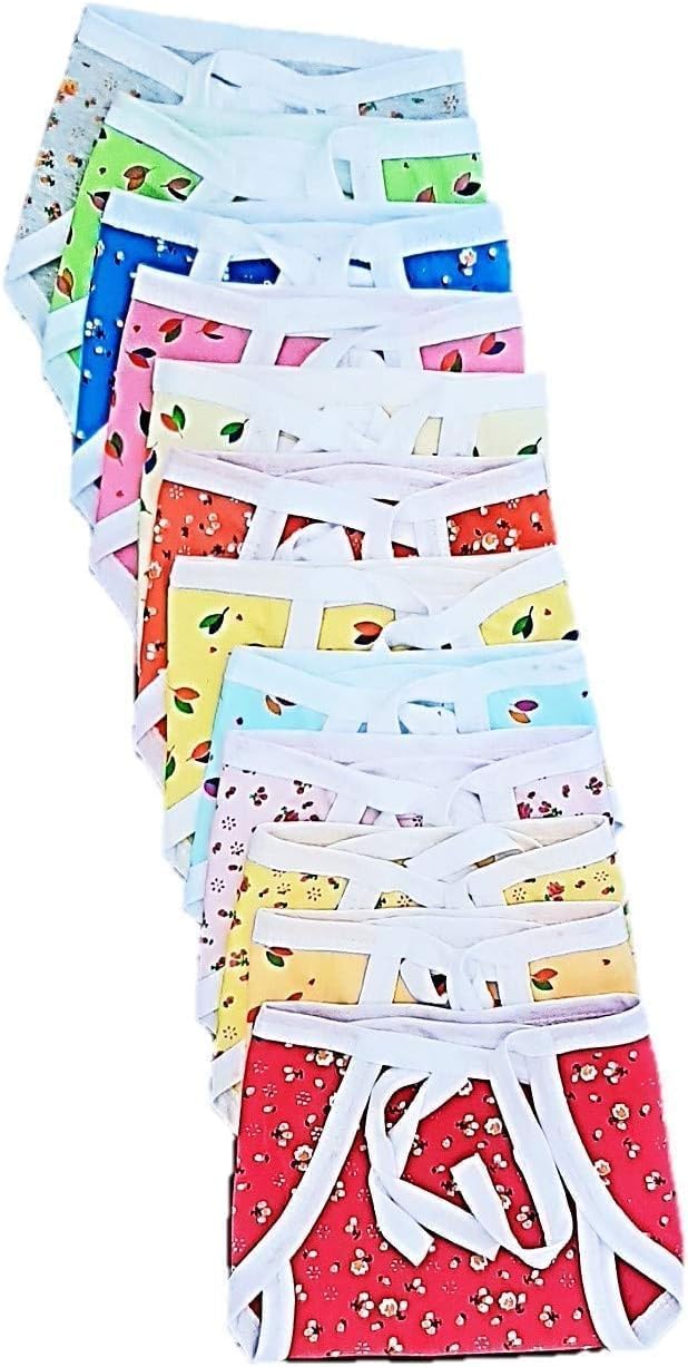 BlueQueen Baby's Cotton Cloth Diapers/Langot Washable and Reusable Nappies (Multicolour, 0-6 Months) Pack of 10 Pieces | Cloth Diapers Reusable for