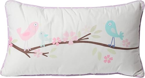 Cozy Line Home Fashions Little Cute Birds Spring Floral - Juego de 1 almohada decorativa, color rosa, blanco