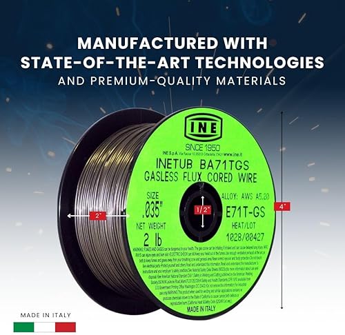 Miniatura 7 de INETUB BA71TGS - Alambre de soldadura con núcleo de flujo sin gas de acero al carbono de 0.035 pulgadas en carrete de 2 libras