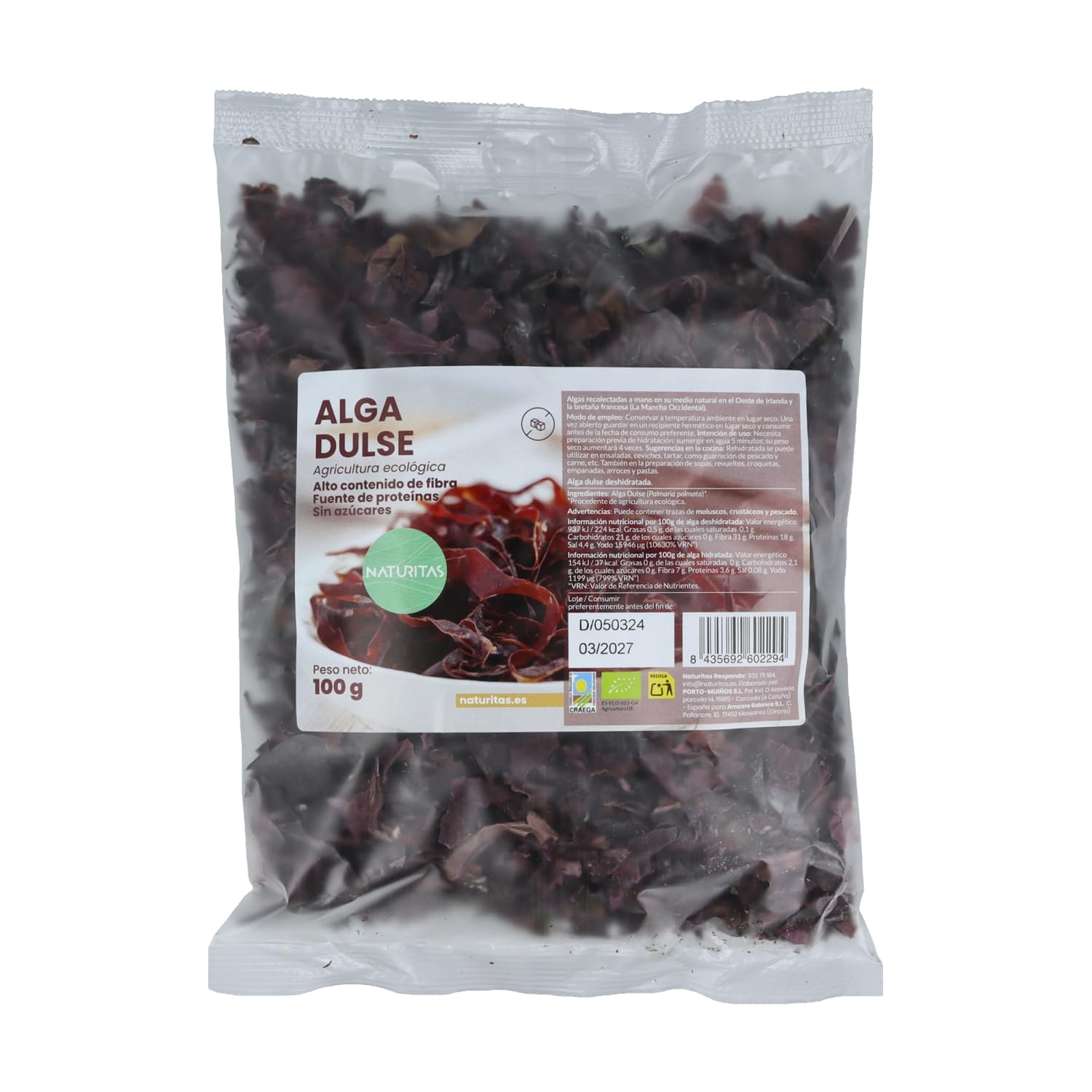 Alghe Dulse Bio 100g Naturitas Essentials | Agricoltura biologica