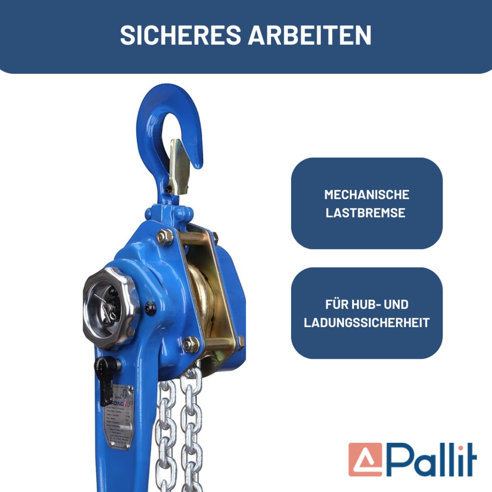 Pallit Paranco a leva LEVER-L | portata 3000 kg | lunghezza catena 6 m | freno di carico | funzione ruota libera