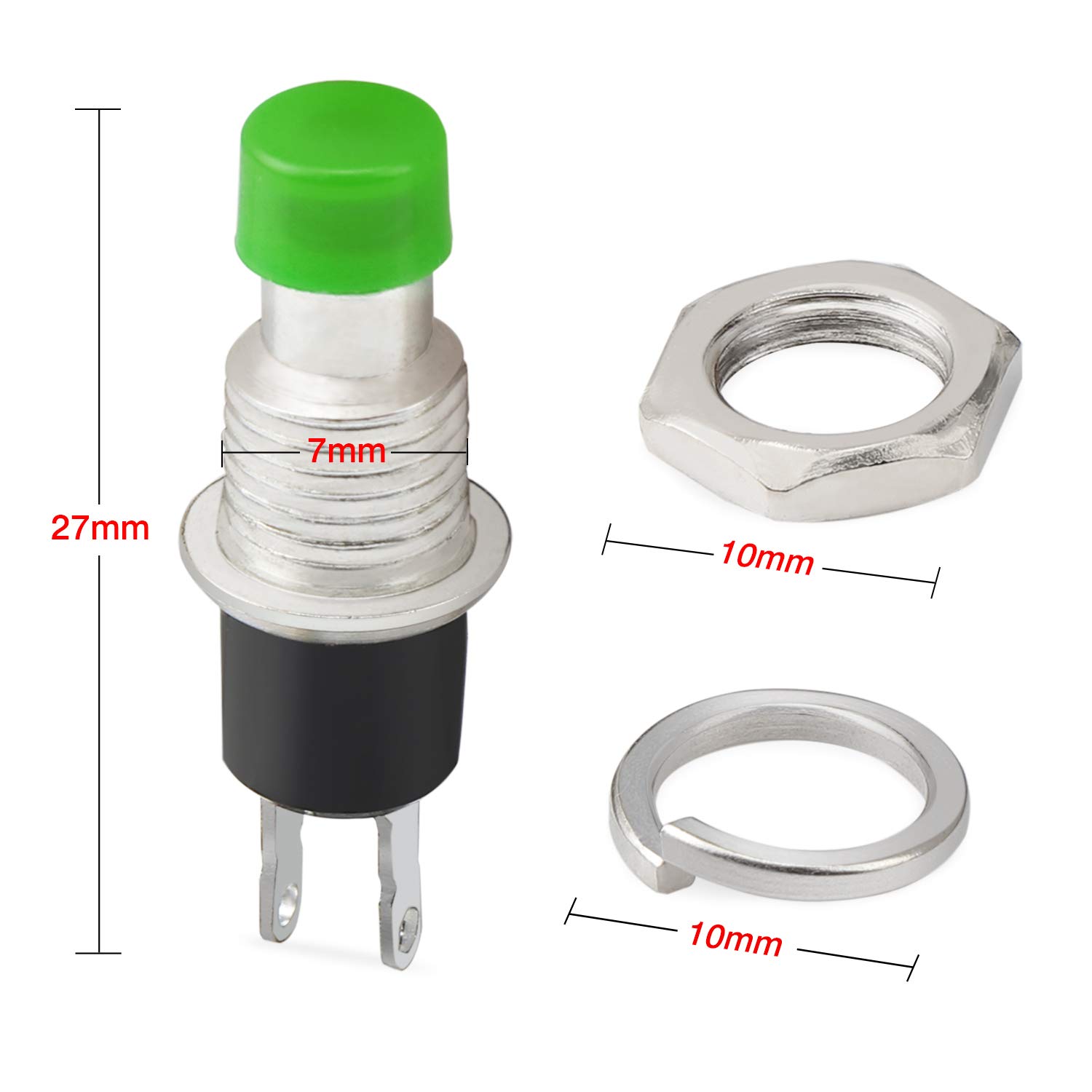 Coolty Kit 30 Pezzi: 10 Interruttori A Levetta 3 Pin 6A 125V E 20 Pulsanti Momentanei (Verdi/Rossi) Per Progetti Fai Da Te