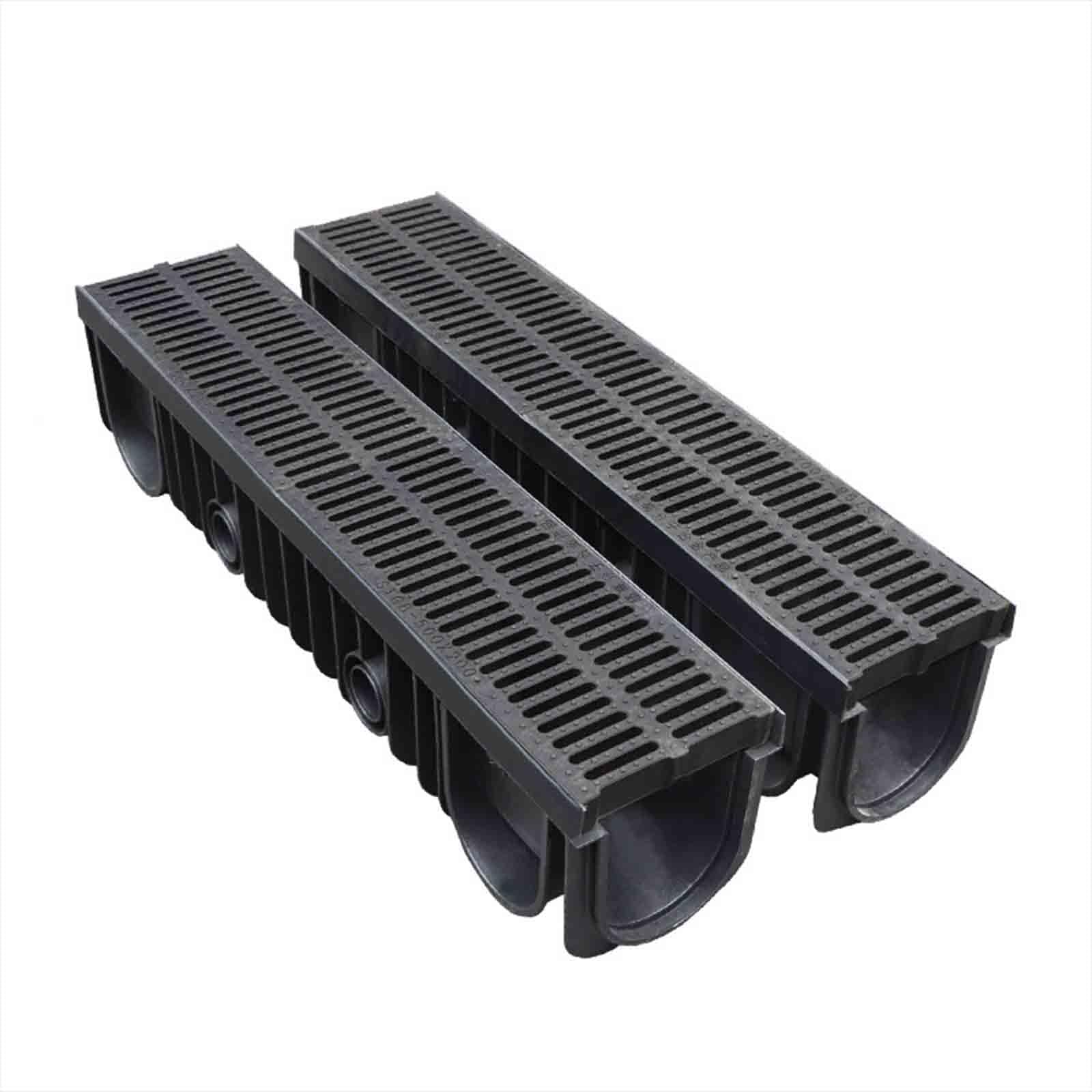 1m Grille B125 Largeur 200mm, Grille de Drainage en Plastique Drain de tranchée en PEHD Drainage Grille extérieure,Système de Drainage de tranchée Robuste,100 * 20 * 20cm,4 Pack