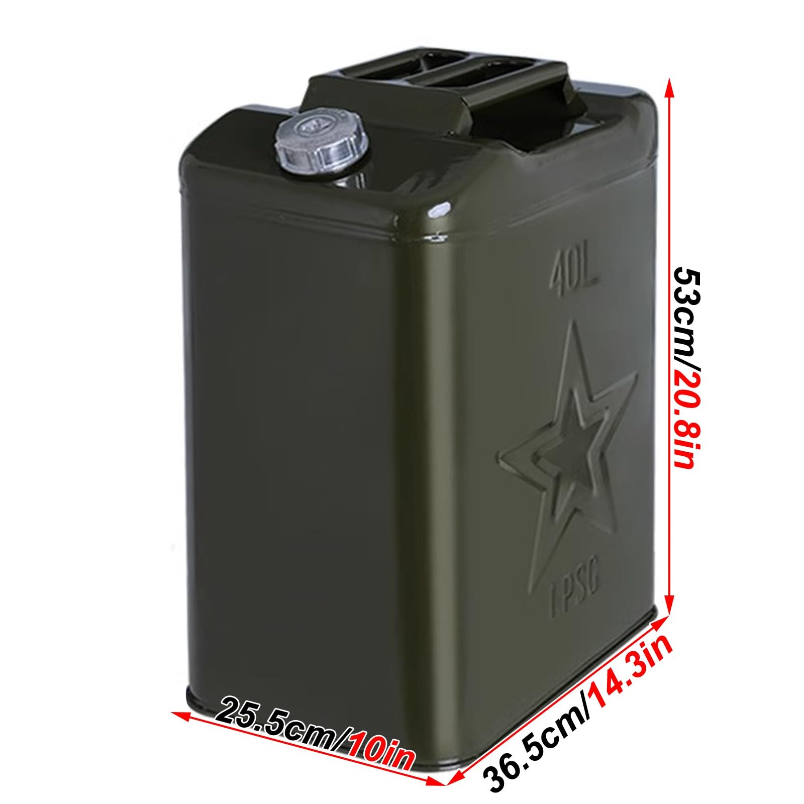 Bidon Gasolina 20l, Garrafa Gasolina 5l, con Tubo Guía de Aceite y Válvula de Purga, Diseño Cuadrado, Seguro y Estable, Tapa de Aluminio, Ideal para Acampar y Viajar(40L)