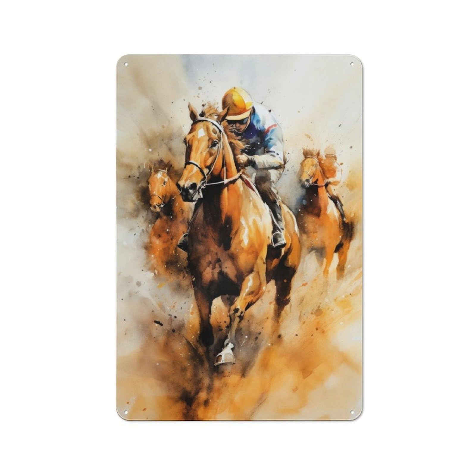 Junmoney Horse Riding Sport Art Metal Plaque 30X20cm With For Pub Or Café, Rustic Decor, For Garage, Workshop And Man Cave Decoration