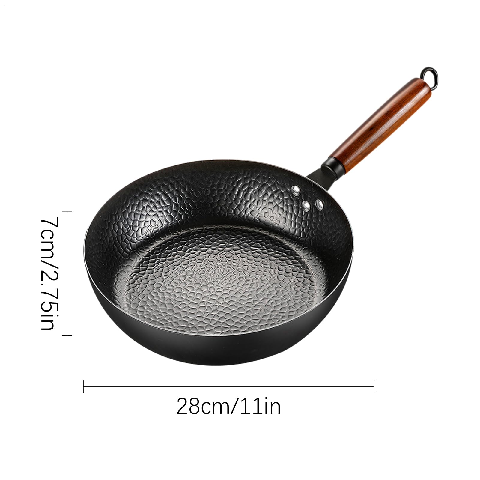 Generisch Non Stick Frying Pan, ręcznie robiony młotek Skillet, kompatybilny z płytą indukcyjną, w zestawie trwała powłoka do domu, mieszkania, na kemping, śniadanie, 2,76