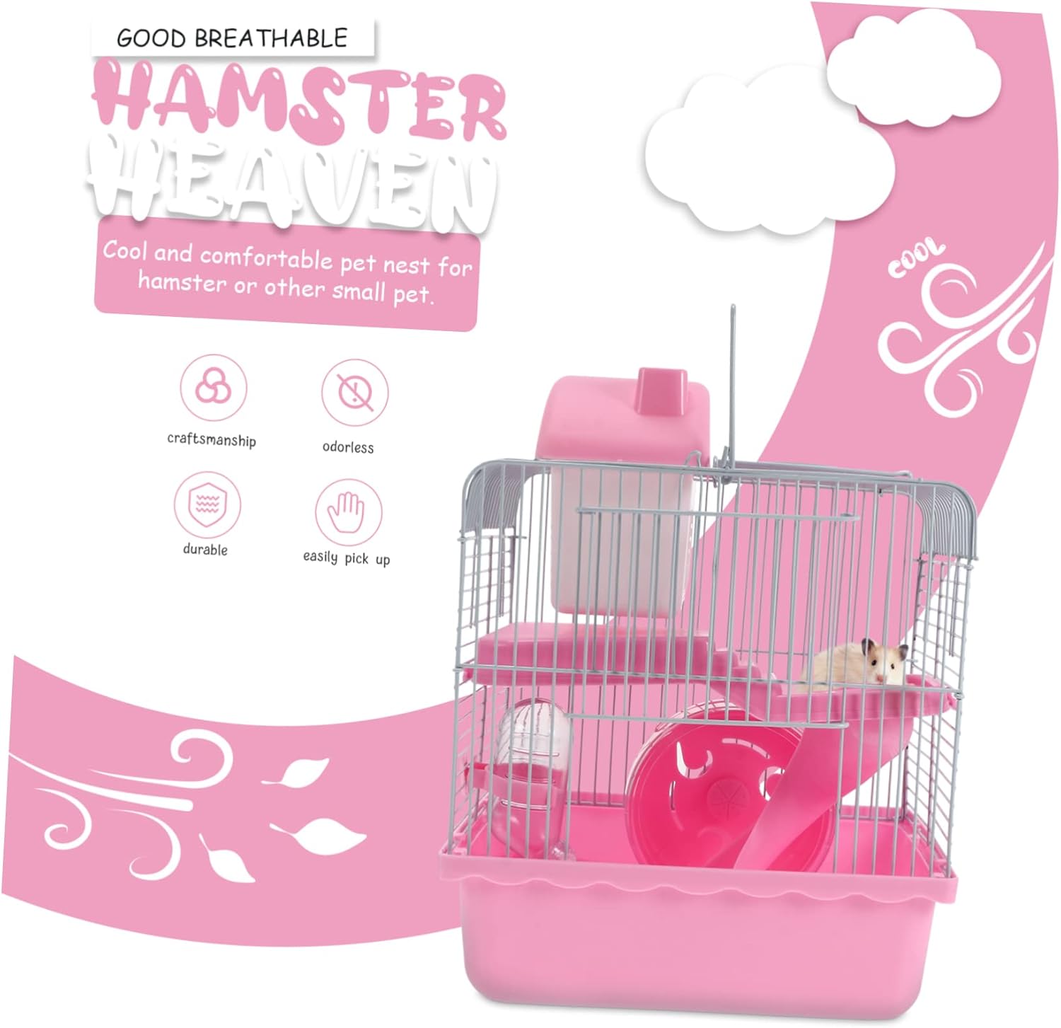 Luxury Double-Layer Hamster Cage Portable Small Animal Habitat Hideout Accessories Design for Mice Gerbils and Castle Style