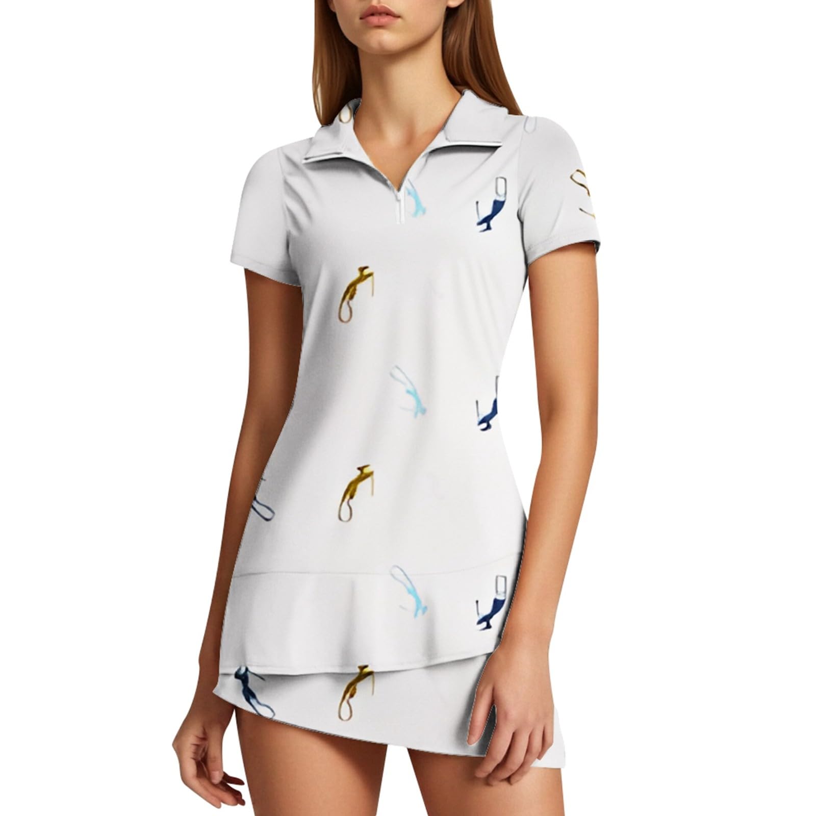 Generisch Tuta sportiva da donna alla moda e casual, con maniche corte e gonne corte