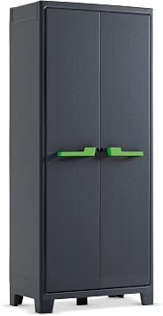 Armoire De Rangement Haute Keter Titan – En Résine, étagères Modulables, Noir/gris – Pour Garage, Atelier Ou Cuisine