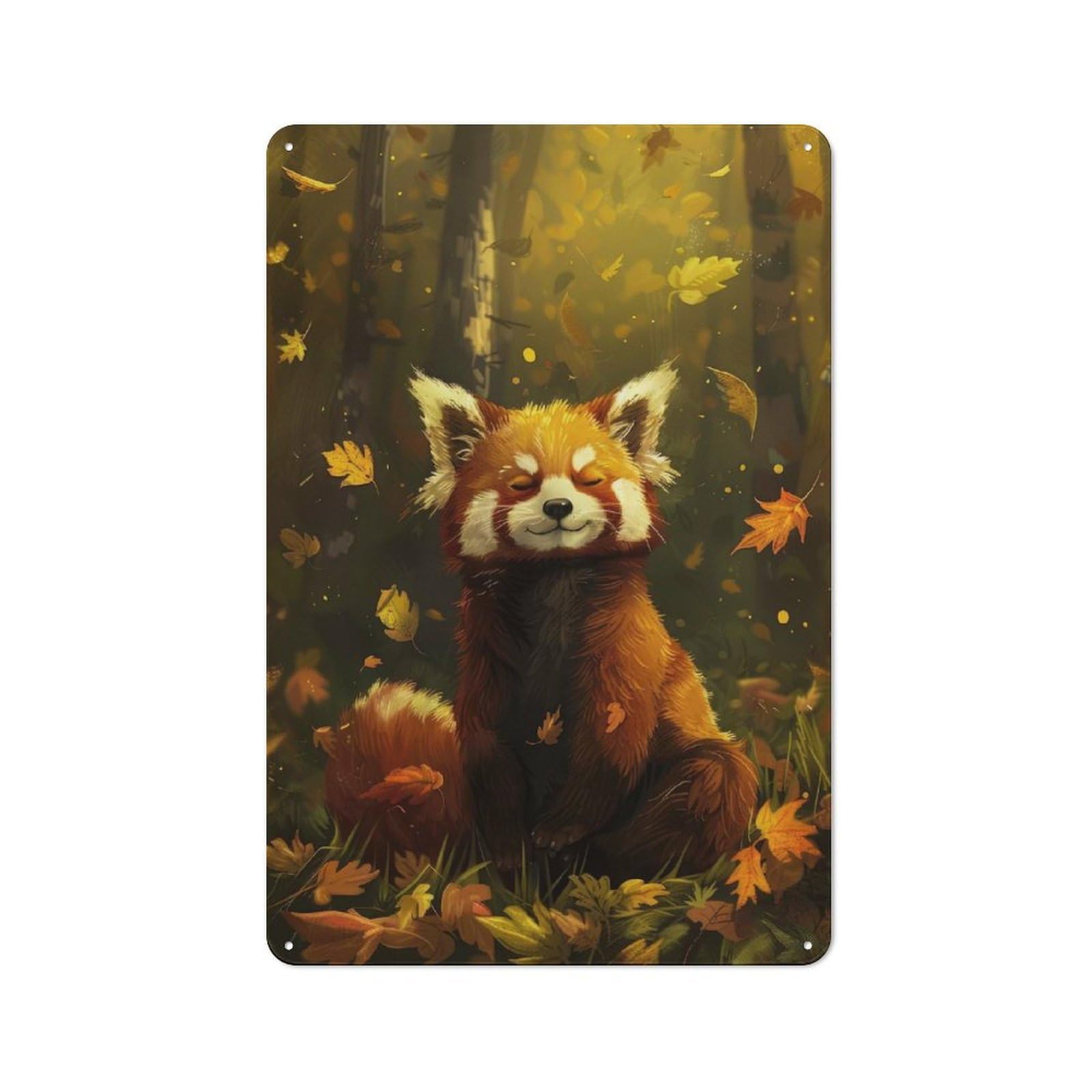Junmoney Contented Red Panda Classic Metal Sign 30X20cm Featuring Bar Wall Plaque For Diner, Restaurant, Shed Or Kitchen